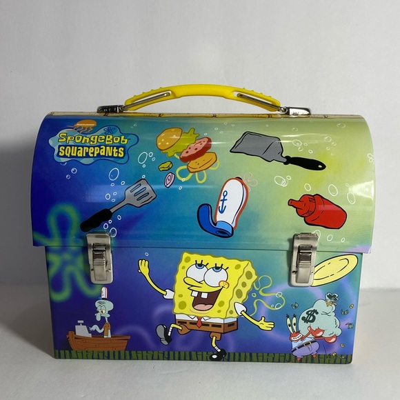 New SpongeBob employee of the month tin lunch box storage 2001 bag - Picture 2 of 8